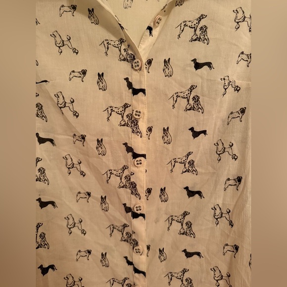 NWOT MODCLOTH Twist on Simple Cotton Oxford Top in Dogs 100% Cotton - Picture 4 of 8